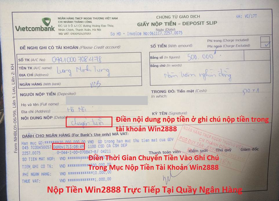 Nạp tiền Win2888