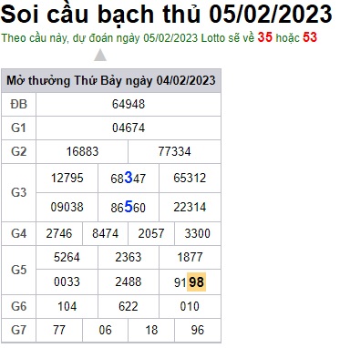 Soi cầu bạch thủ 5/2/23