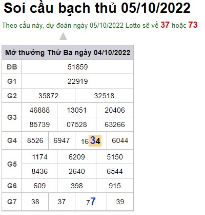 Soi cầu bạch thủ 05/10/2022