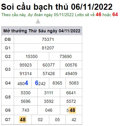 Soi cầu bạch thủ 05/11/2022