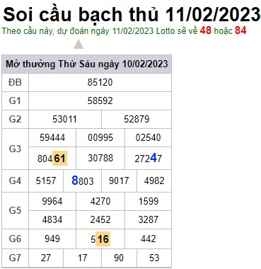 Soi cầu bạch thủ 11/2/23