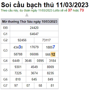 Soi cầu bạch thủ 11/3/23