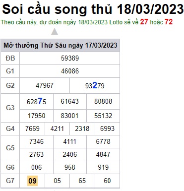 Soi cầu song thủ 18/3/23