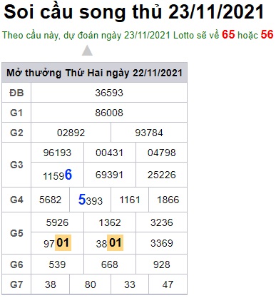 Soi cầu XSMB 23-11-2021 Win2888